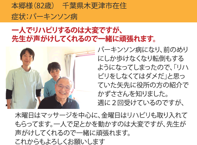 訪問リハビリマッサージ受けてから症状が緩和された！
